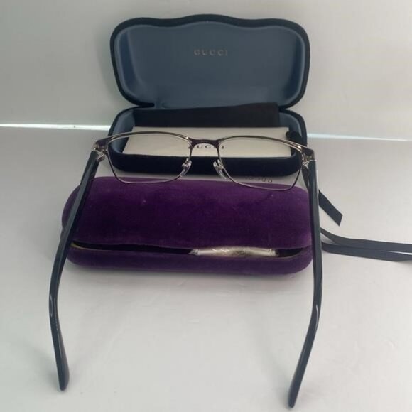 New - GUCCI GG0750O 001 square optical matte black and silver with shiny black… - Picture 8 of 9